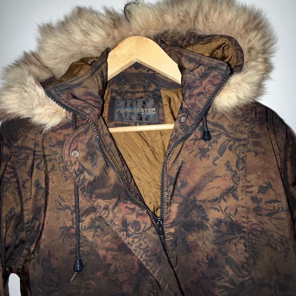Forecaster Of Boston Coat Women Small Brown Parka Faux Fur Hood Winter Coat